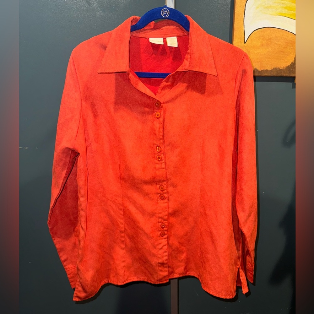 CC Hughes Button down orange top- Size Large